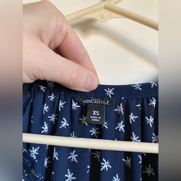 J. Crew Mercantile Navy White Dragonfly Print Side Pocket Midi Dress - Picture 4 of 13